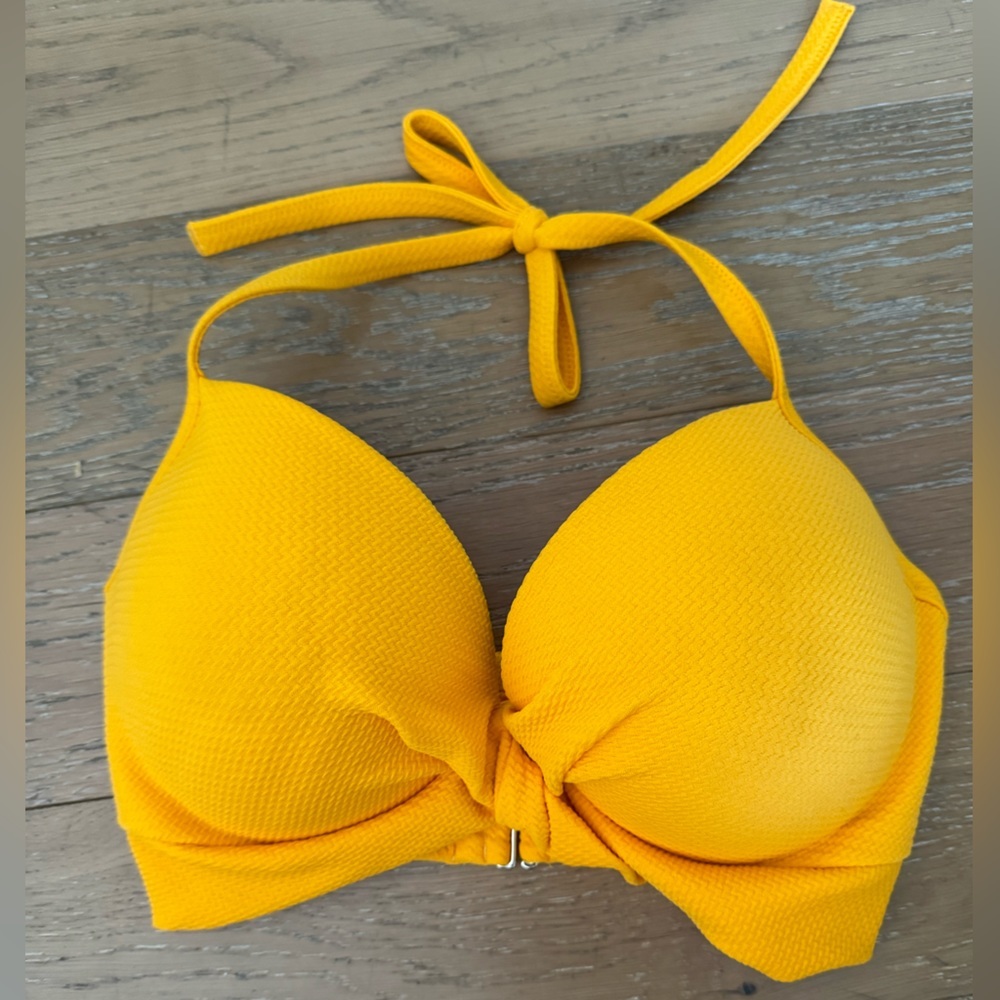 Shade & Shore Yellow Bra Halter Bustier Bikini Top 36DD